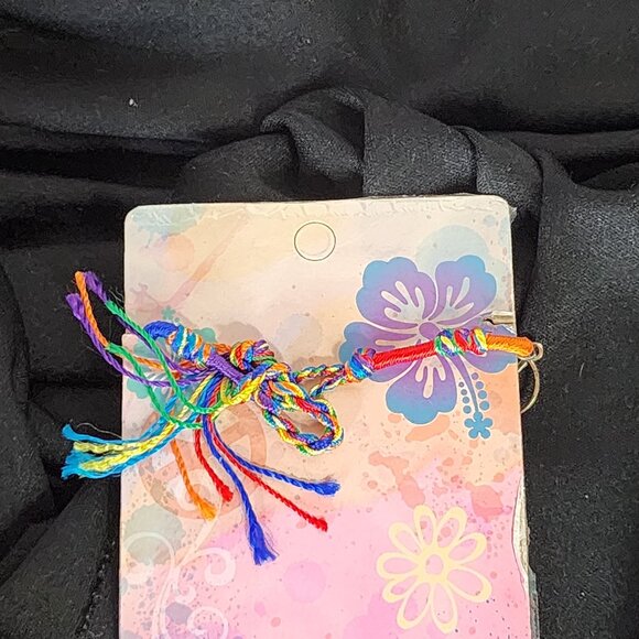 Novelty Inc Next Generation Silver Tone Peace Sun Symbols on Yarn Ankle Bracelet - Picture 15 of 16